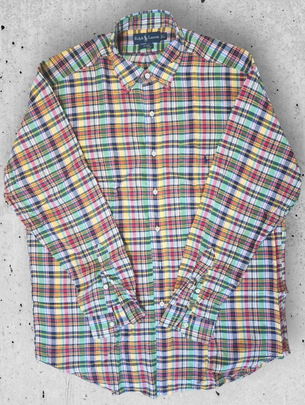 Polo Ralph Lauren "Blake" Multi-Color Plaid Button Down Shirt L EUC 100% Cotton